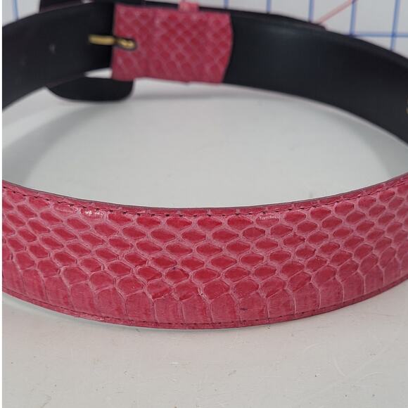 Sunco 80s Pink Snakeskin Wide Belt Vintage Statement Accessory Bold Style - Picture 5 of 6